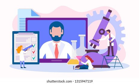 Laboratory research using modern technologies. A meeting of doctors to make a diagnosis online. Medical tests, qualified medical care concept.