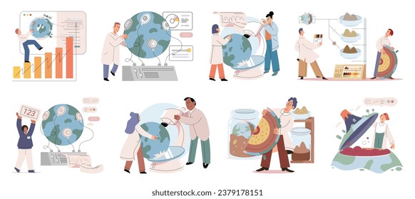 Investigación de laboratorio. Ilustración vectorial. El análisis de datos es un paso fundamental en la investigación de laboratorio para obtener conocimientos significativos La investigación en el laboratorio requiere un enfoque multidisciplinario y experiencia