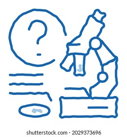 el vector de icono de boceto del investigador de laboratorio. Señal de investigador de laboratorio de arte de la línea de doodle azul dibujada a mano. ilustración de símbolo aislado