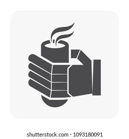 Laboratory robotic or robot scientist and test tube vector icon. That robot is automation process for working, mixing, shaking, testing in chemistry lab for pharmaceutical, biological and vaccine.