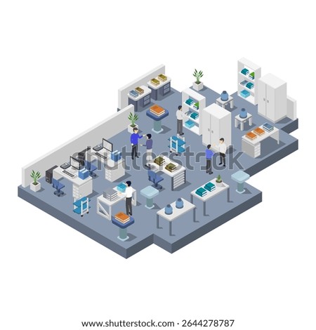 Laboratory room isometric illustrated on white background