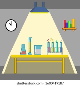 the laboratory room at night