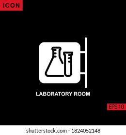 laboratory room vector icon on black background. Illustration flat or glyph icon for graphic, print media interfaces and web design.