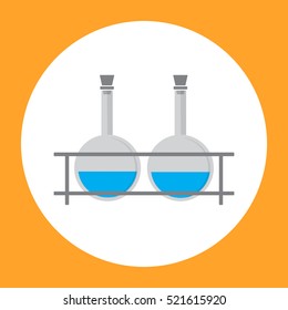 Laboratory round glass flask vector