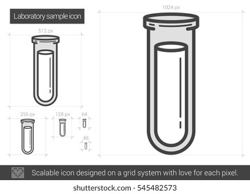 Icono de la línea vectorial de muestra de laboratorio aislado en fondo blanco. Icono de la línea de muestra de laboratorio para infografía, sitio web o aplicación. Icono escalable diseñado en un sistema de cuadrícula.
