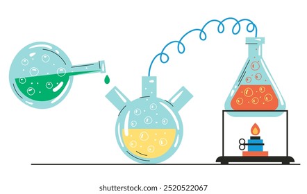 Laboratório ciência experimento químico testar local de trabalho abstrato conceito. Ilustração de elemento de design gráfico vetorial