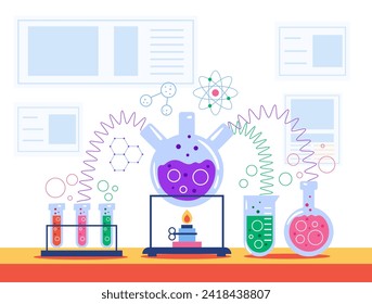 Laboratory science concept. Vector flat graphic design isolated illustration