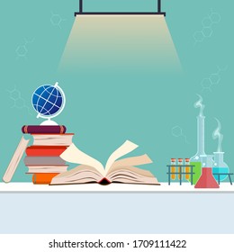 Laboratory science research background. research data science in lab concept. vector illustration science background.