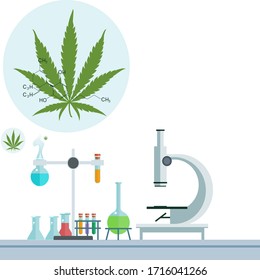 Laboratory science test tube research cannabis background. science data research in lab concept. vector illustration science background.