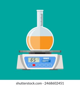 Laboratory scientific scales with glass tube. Vector illustration in flat style