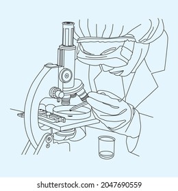 Laboratory service, line drawing art, vector illustration