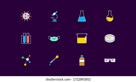 laboratory set icon with a dark background.vector illustration