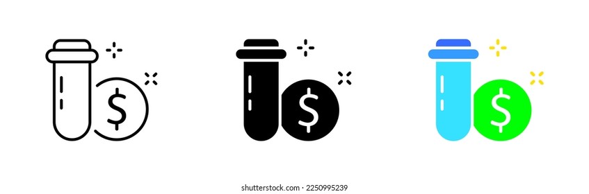 Laboratory set icon. Search, virus, bacterium, drug, test tube, anatomy, disease, prescription, list, payment, pharmacy, scientist. Vector icon in line, black and colorful style on white background