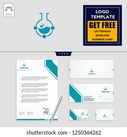 Laboratory share logo template, vector illustration and stationery branding pack