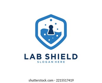 laboratory shield with lock logo design