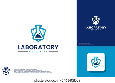 laboratory shield, research science, protection system, logo design illustration.