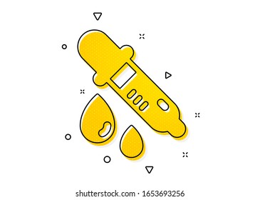Laboratory sign. Chemistry pipette icon. Analysis lab symbol. Yellow circles pattern. Classic chemistry pipette icon. Geometric elements. Vector