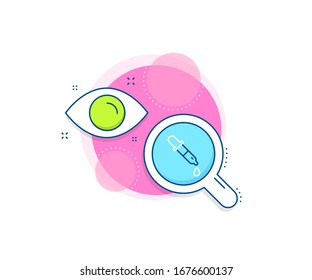 Signo de laboratorio. Icono del complejo de investigación. Icono de línea de pipeta química. Símbolo de laboratorio de análisis. Banner de análisis o análisis. Señal de pipeta química. Vector