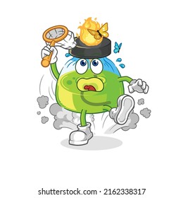 the laboratory spirit lamp catch butterfly illustration. character vector