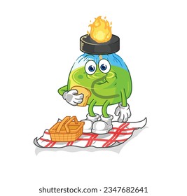 the laboratory spirit lamp on a picnic cartoon. cartoon mascot vector