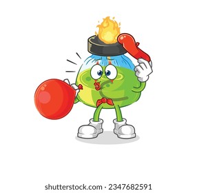 the laboratory spirit lamp pantomime blowing balloon. cartoon mascot vector