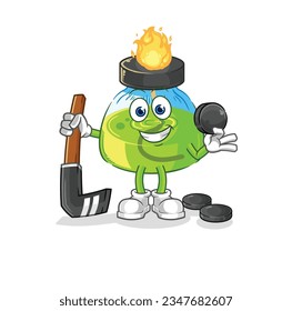 the laboratory spirit lamp playing hockey vector. cartoon character
