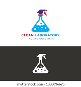 Logo für die Kombination von Laborsprays, Design-Vektor für das Schnellreinigungslogo, Logo für die Reinigungsdienste, Logo für das Spraylogo