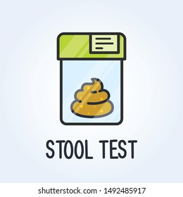 Laboratory stool test icon - poo in plastic bag, medical analysis