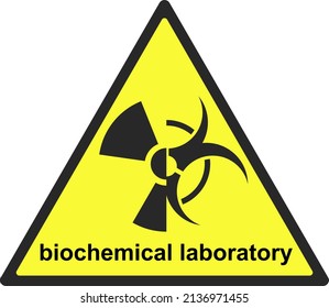 Laboratorio para el estudio de armas biológicas y químicas. Un símbolo de armas químicas y biológicas. La imagen vectorial se realza en un fondo blanco.