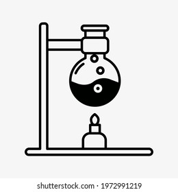 Laboratory symbol of a flask above the flame