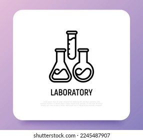 Laboratory symbol: test tubes in different shapes. Thin line icon. Modern vector illustration for lab research.