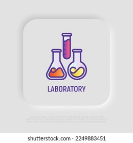 Laboratory symbol: test tubes in different shapes. Thin line icon. Modern vector illustration for lab research.
