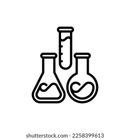 Laboratory symbol: test tubes in different shapes. Thin line icon. Modern vector illustration for lab research.