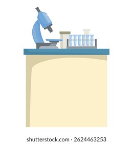 Laboratory table equipped with a microscope and test tubes, ready for conducting scientific experiments and analysis