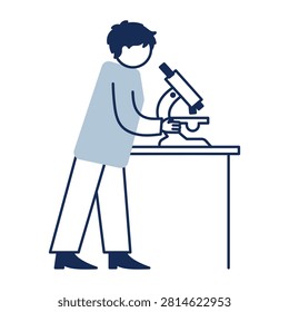 Laboratory technician examining samples on a medical worktable.