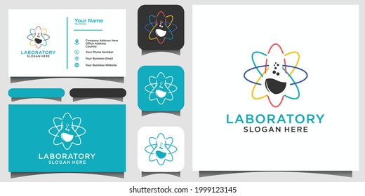 laboratory technology Test tube logo design with background template business card