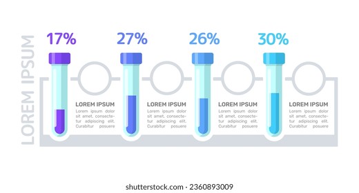 Laboratory test blue gradient infographic chart design template. Abstract vector infochart with blank copy spaces. Instructional graphics with 4 step sequence. Visual data presentation
