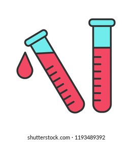 Laboratory test color icon. Lab diagnostics. Chemical research. Test tubes. Scientific laboratory. Isolated vector illustration