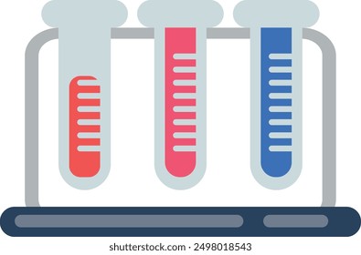 Laboratory test glass tubes on handle color icon