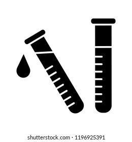 Laboratory test glyph icon. Lab diagnostics. Chemical research. Test tubes. Scientific laboratory. Silhouette symbol. Negative space. Vector isolated illustration