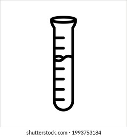 Icono de prueba de laboratorio. Diagnósticos de laboratorio. Investigación química. Ilustración de línea delgada. Tubos de ensayo. Laboratorio científico. Símbolo de contorno sobre fondo blanco. trazo editable.
