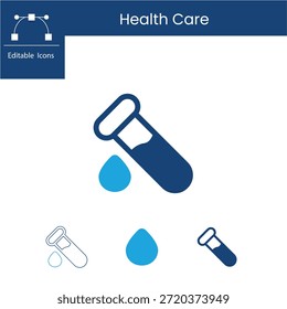 Icono de prueba de laboratorio - Tubo de prueba con muestra Droplet Atención médica
