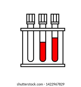 Laboratory test linear icon. Lab diagnostics. Chemical research. Thin line illustration. Blood in test tube. Scientific laboratory. Contour symbol. Vector isolated outline illustration.