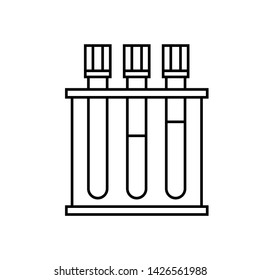 Laboratory test linear icon. Lab diagnostics. Chemical research. Thin line illustration. Blood in test tube. Scientific laboratory. Contour symbol. Vector isolated outline illustration.