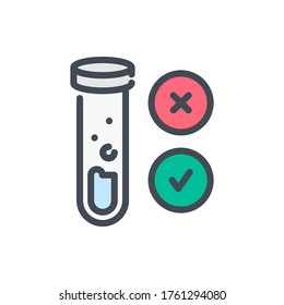 Icono de la línea de color Resultado de la prueba de laboratorio. Signo colorido del contorno del vector de análisis de virus.