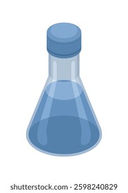 Laboratory test tube with cap. Simple flat illustration.