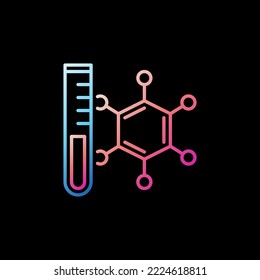 Laboratory Test Tube with Chemical Formula vector concept outline colorful icon on dark background