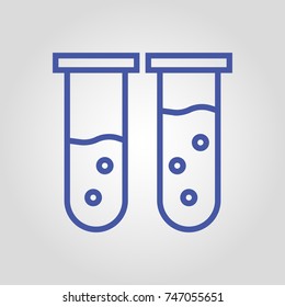 Laboratory test tube, chemical glassware isolated flat vector linear icon