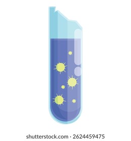 Laboratory test tube containing bacteria growing in a blue liquid, science experiment concept