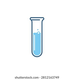 A laboratory test tube filled with blue liquid